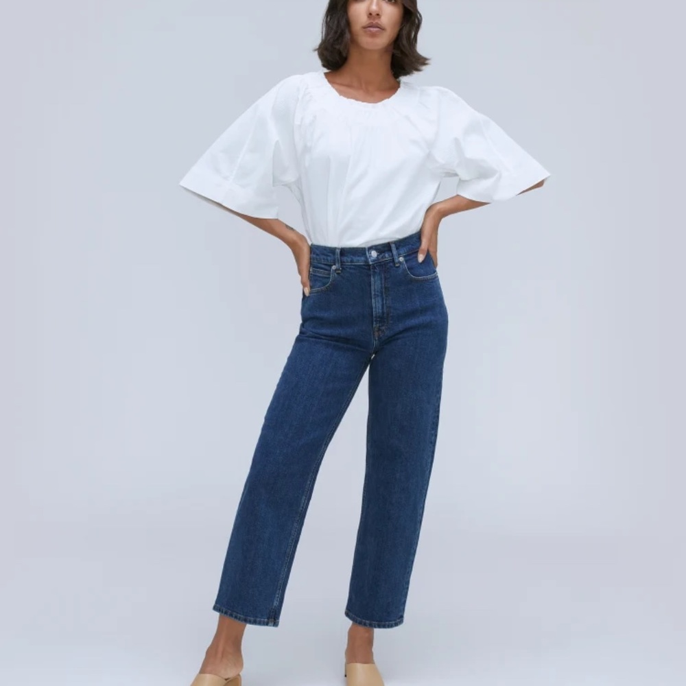 Everlane Way High Vintage Indigo Blue Jean Straight Leg Size 30 Long